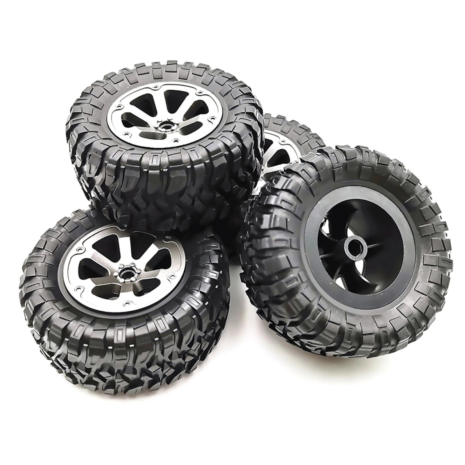 4 Pack 73.8mm Rubber Wheel Tire Rim For Wpl B16 B36 B-14 C14 1/16 Rc