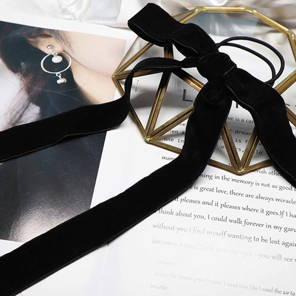 Black Velvet Hairband with Bow Accent
