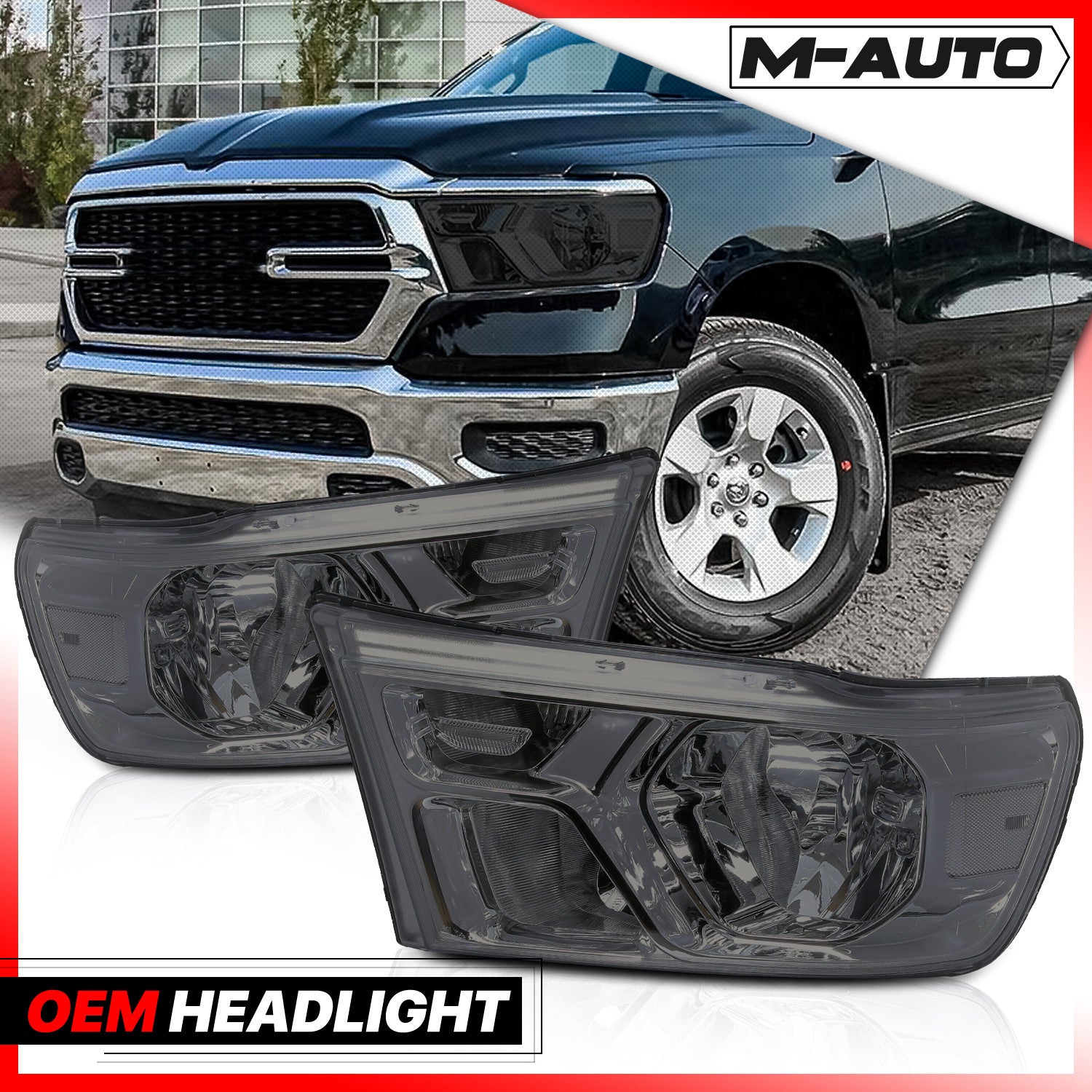 Smoke Headlight Lamps for 2019-2022 Ram 1500