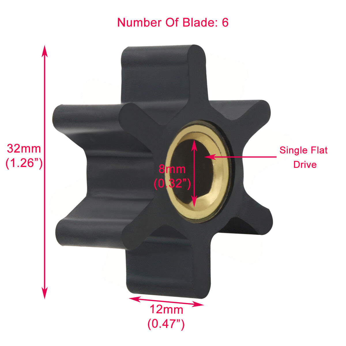 Water Pump Impeller for Jabsco Yanmar 128176 by Jabsco