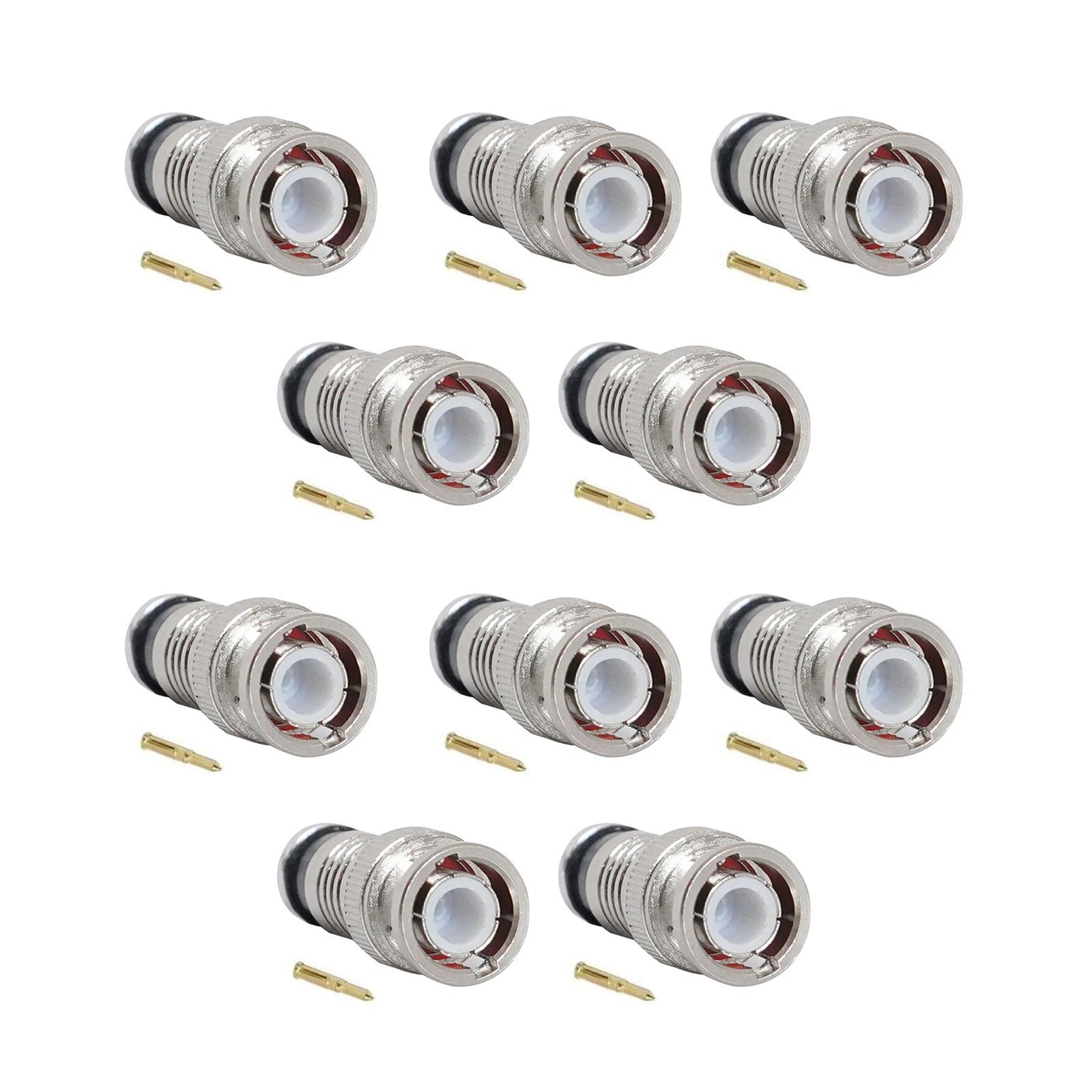 10*premium Adapter Bnc Compression Connector For Cctv Camera Rg6 Coax