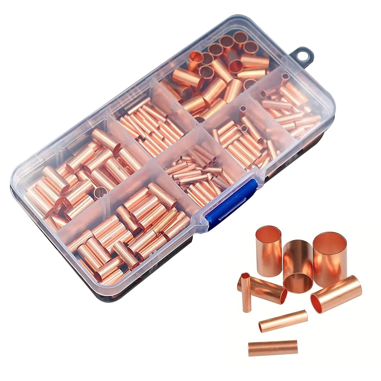 Set 7 Size Non Insulated Red Copper Wire Butt Splice Ferrules Kit