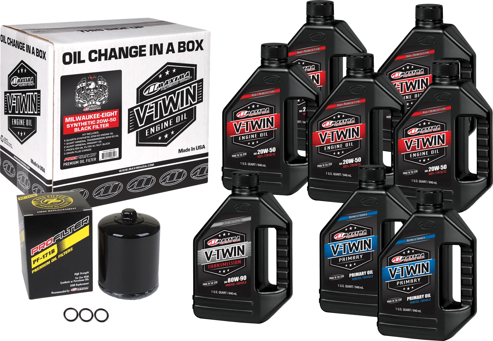 Maxima V Twin Synthetic Oil Change Kit For Harley M8 2017-2023 With
