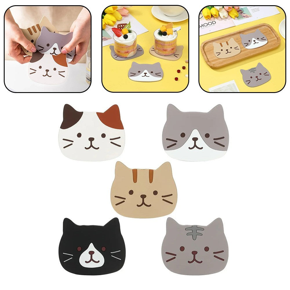Cat Shaped Silicone Coaster for Home Use
