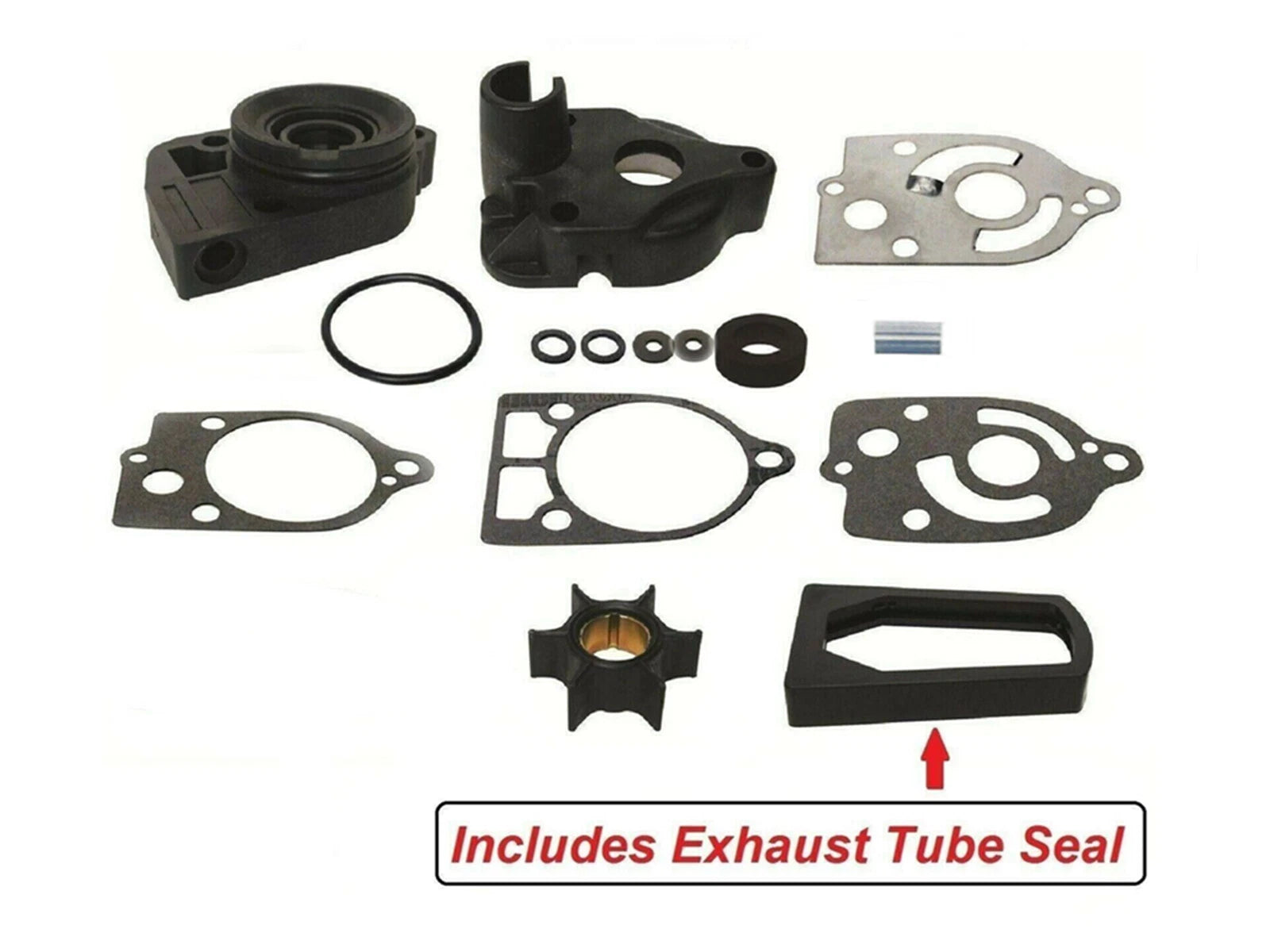 46-77177a3 18-3324 Water Pump Impeller Kit + Base + Exhaust Tubes For