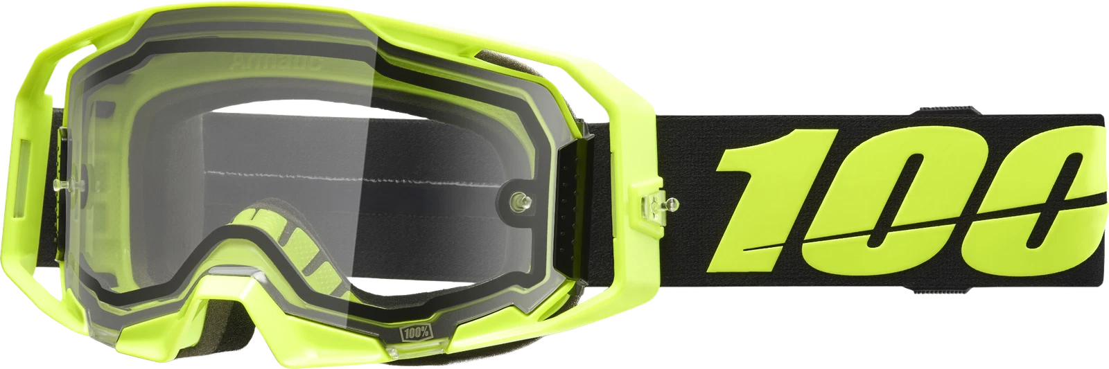 100-percent Armatic Enduro Moto Goggle Neon Yellow Clear 2024 Offroad