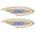 Four Winns Boat Raised Decals 055-2753 | 260 Gold / Silver / Blue Pair