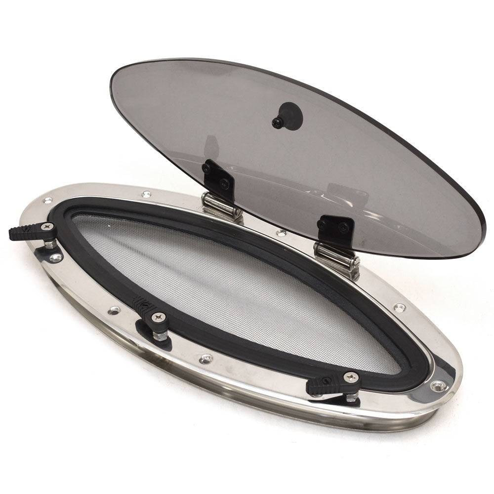 Portlight Window Bomar Boat 5 3/4 x 16 Inch SS Smoke Tint by Bomar