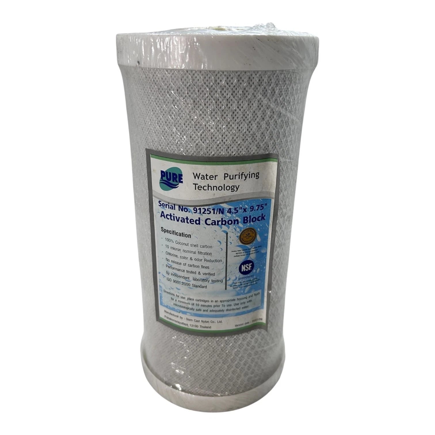 Pure 91251/n Activated Carbon Block 10 Micron Filter 4.5'' X 9.75''