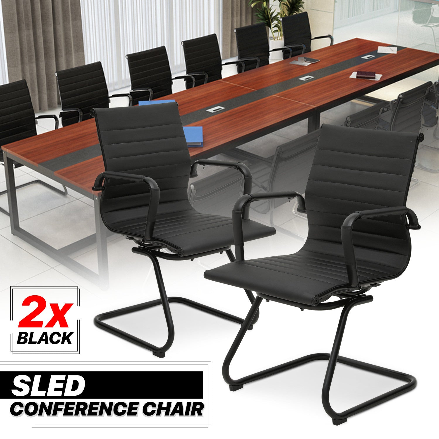 Leather Office Guest Chair with Armrest
