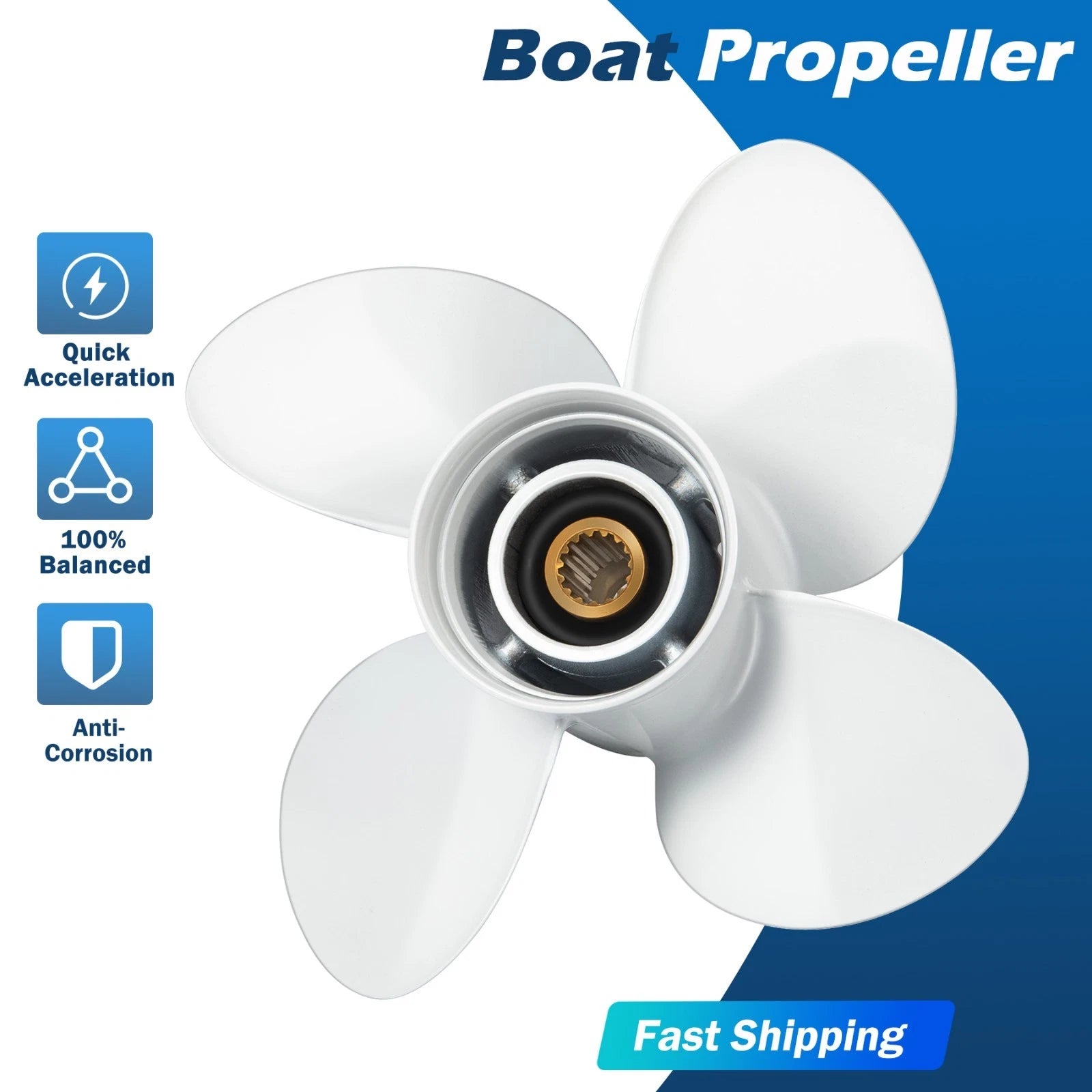 17 Aluminum Outboard Moto Boat Propeller For Yamaha 60-115 Hp,rh 4
