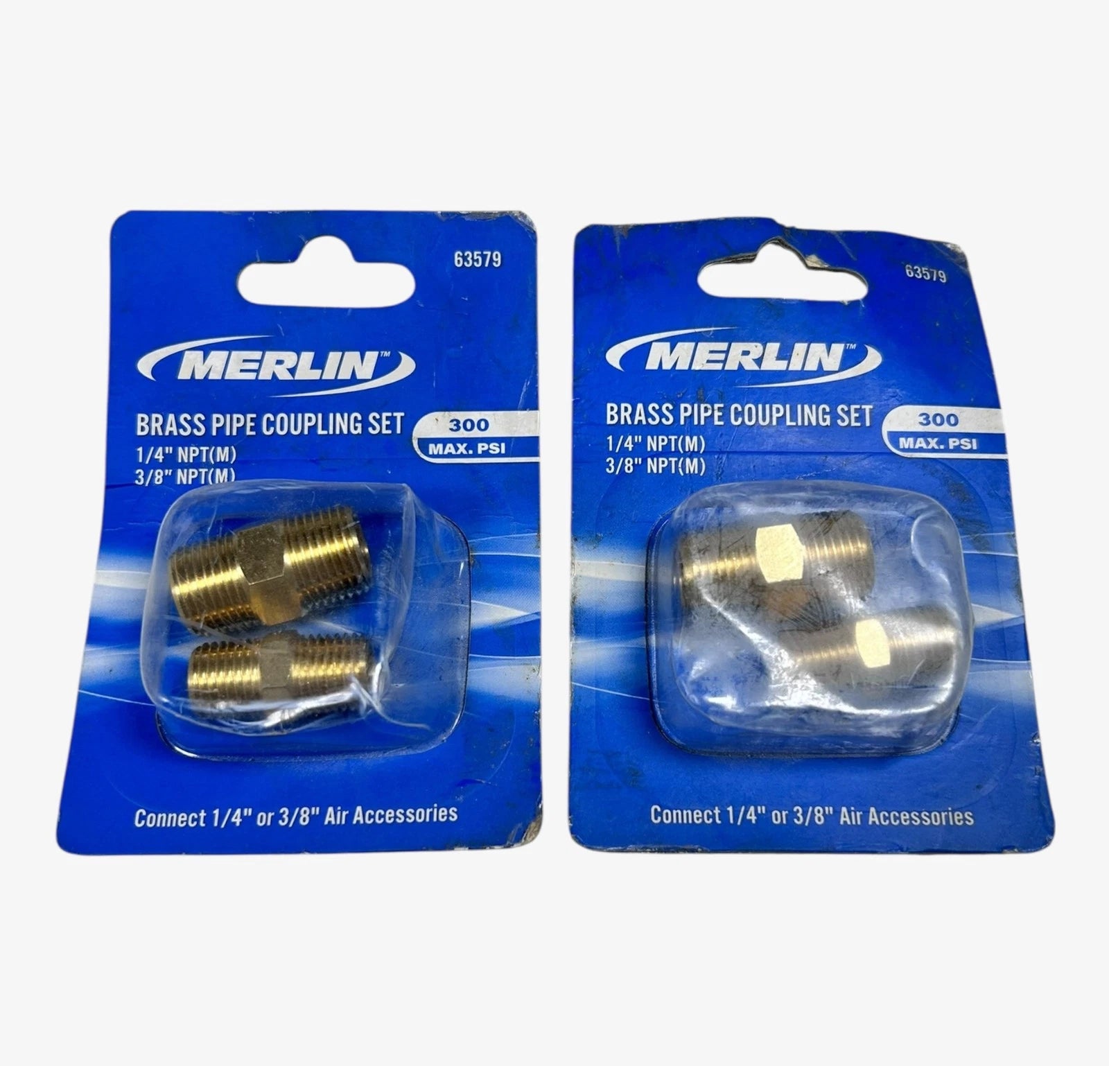 Merlin 63579, Brass Pipe Coupling Set 1/4'' - 3/8'' , 300PSI - 2 Pack