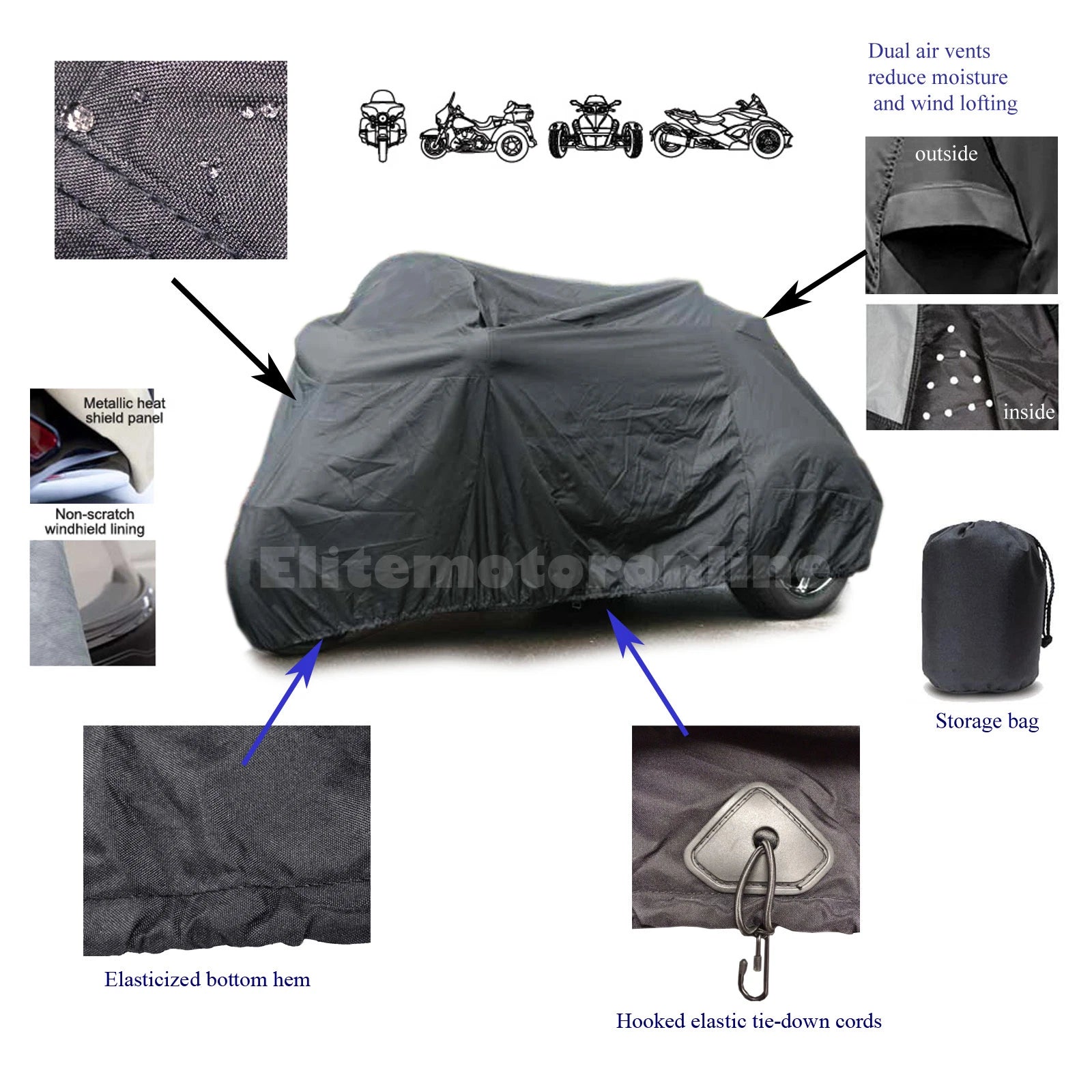 Hannigan Harley Davidson Flh Deluxe Trike Bike Storage Cover All