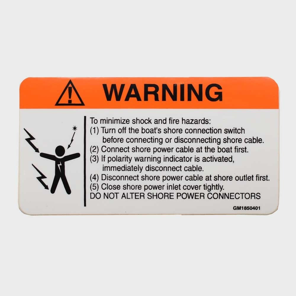Warning Decal Boat Shore Power Connection