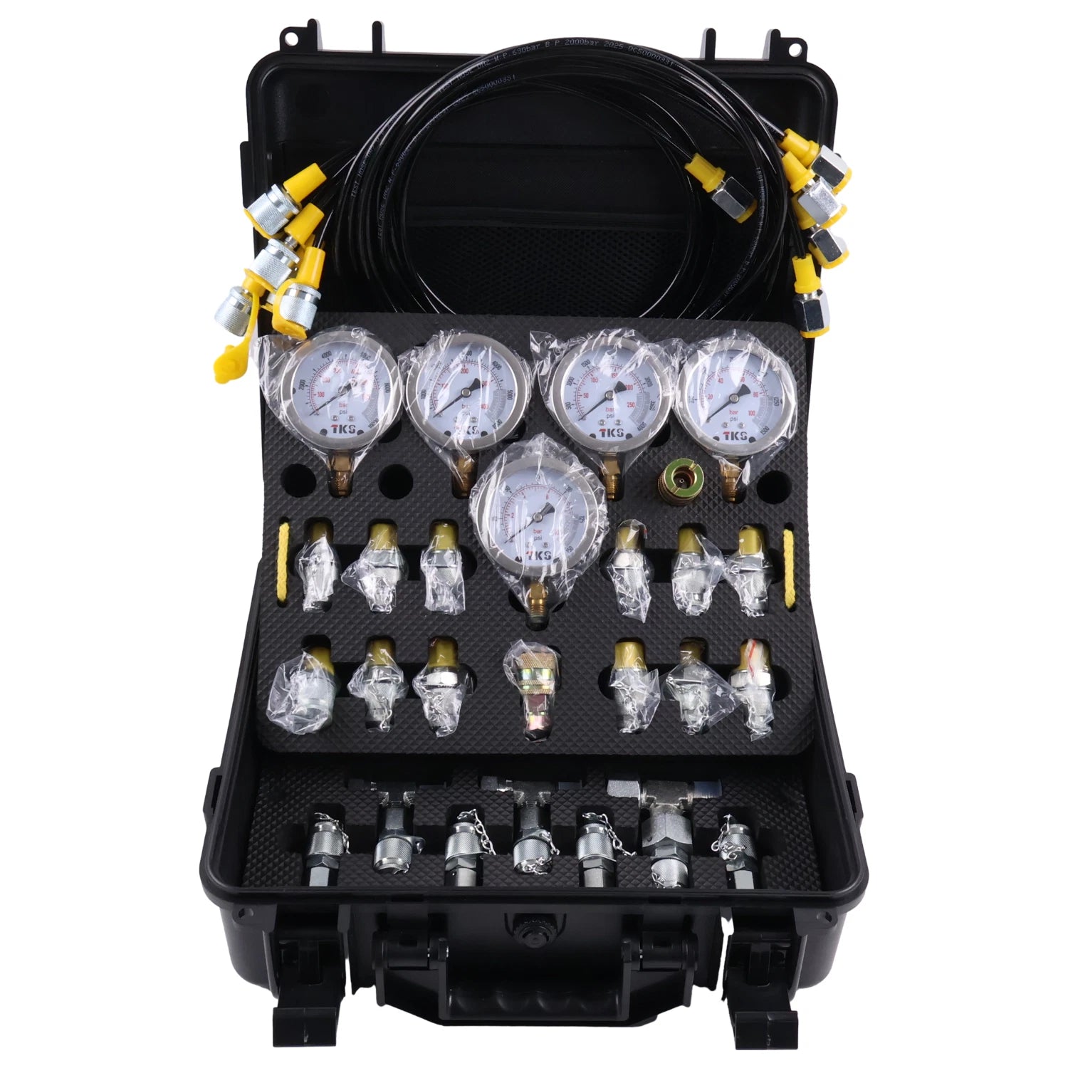 Hydraulic Pressure Test Kit 5 Gauges 14 Couplings 14 Tee Connectors 5