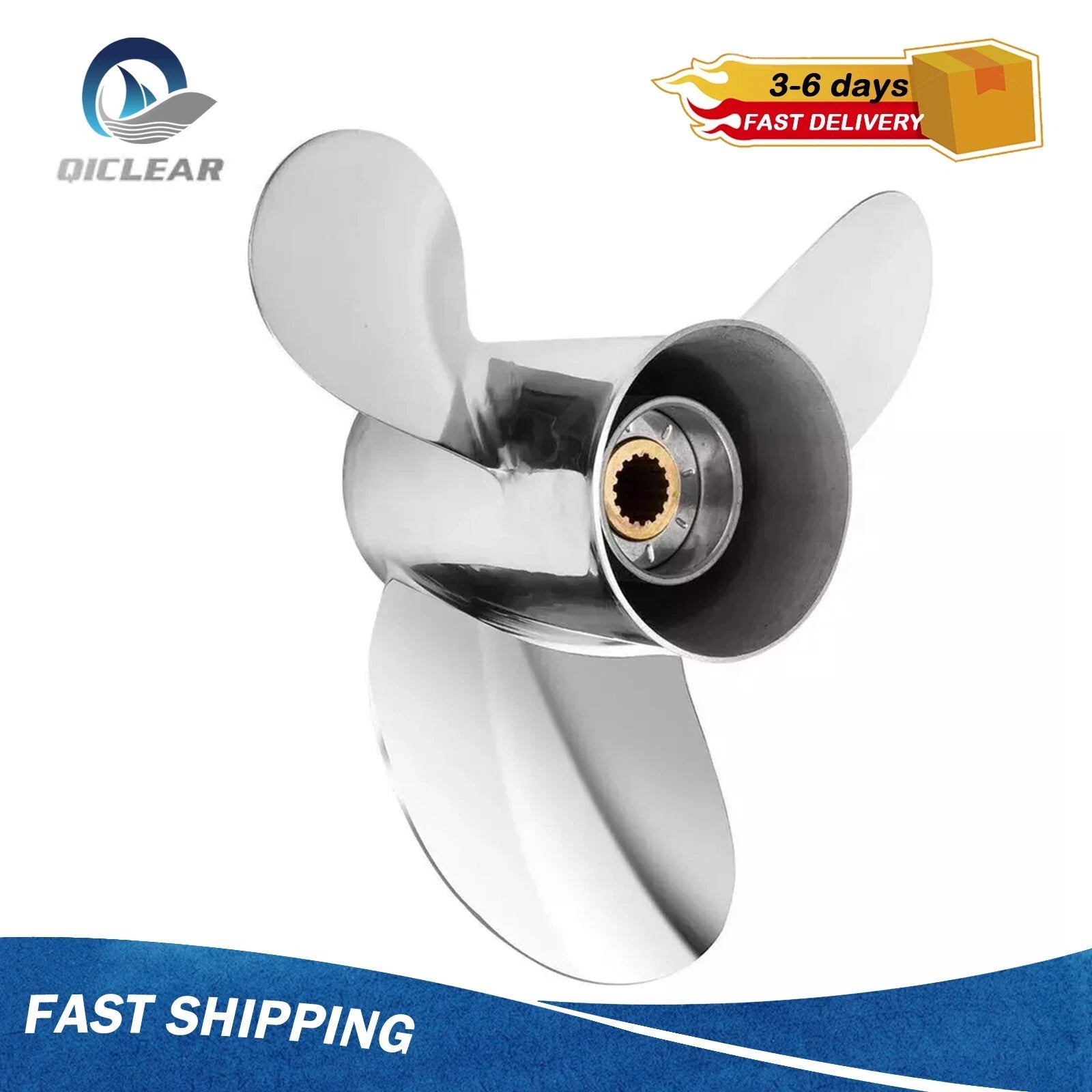 Stainless Steel 13 1/4 X 17 Outboard Propeller Fit Yamaha 50-130hp 15