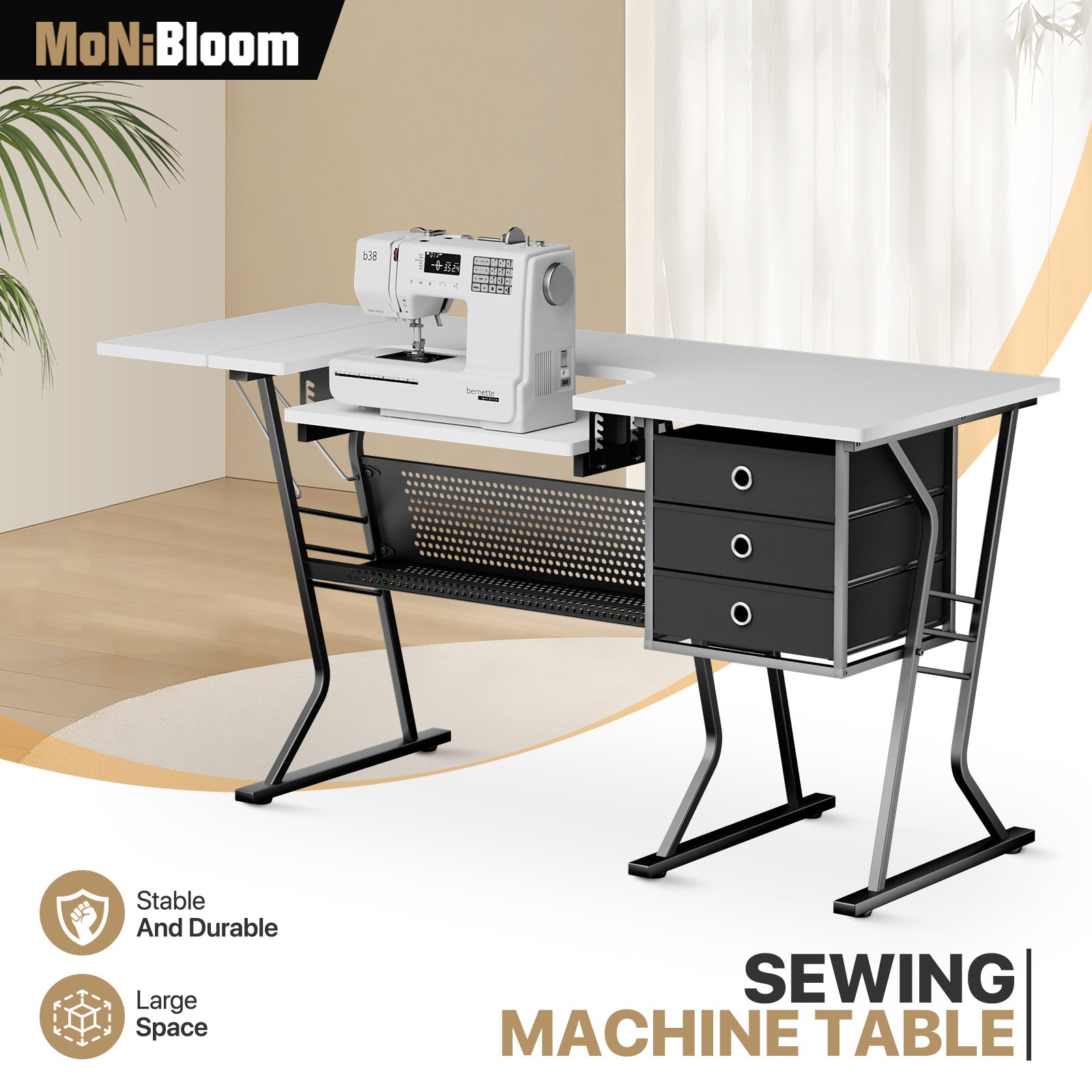 Folding Sewing Machine Table Adjustable Height Art Craf