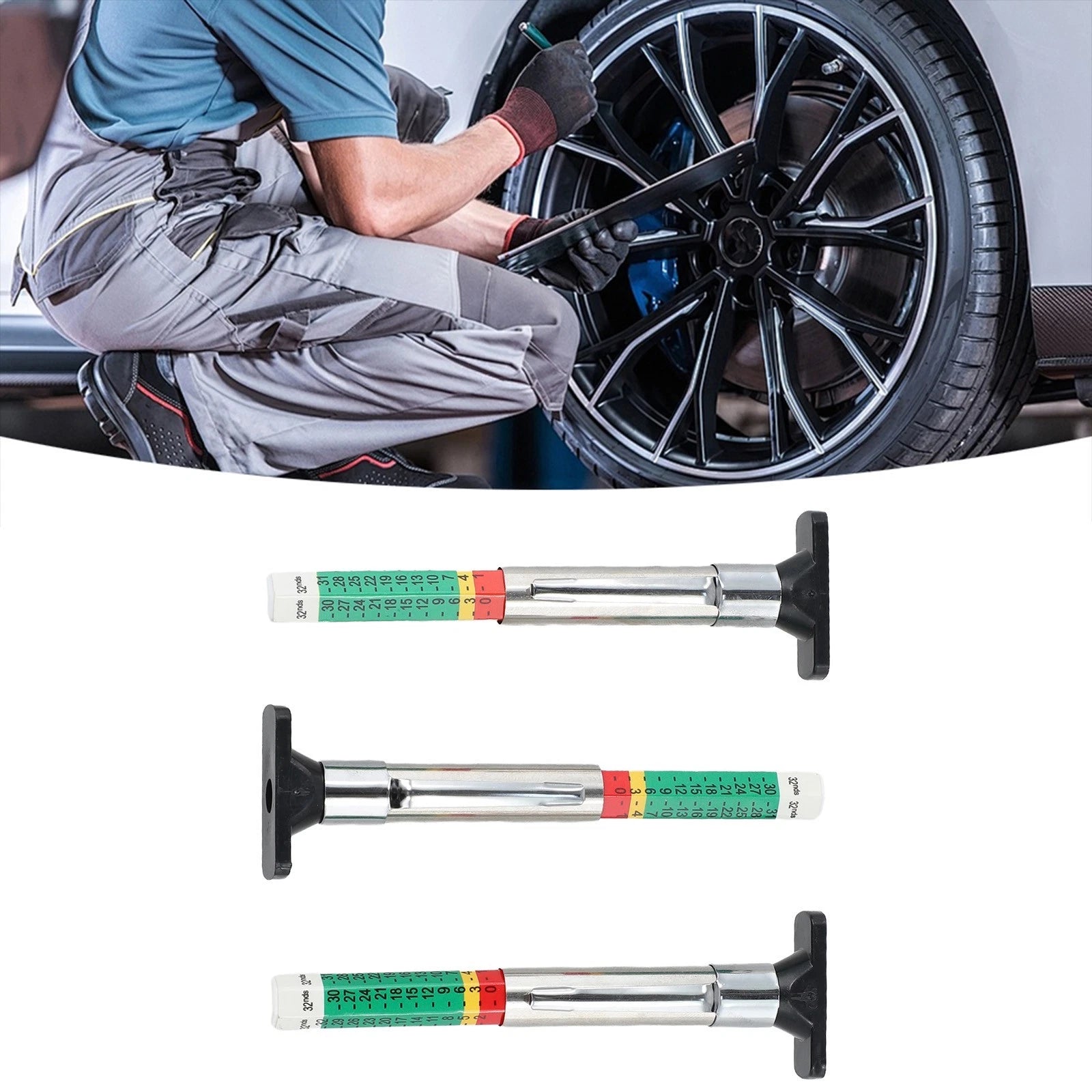 Reliable 3pcs Tyre Measurement Tools With Pocket Clip For Easy