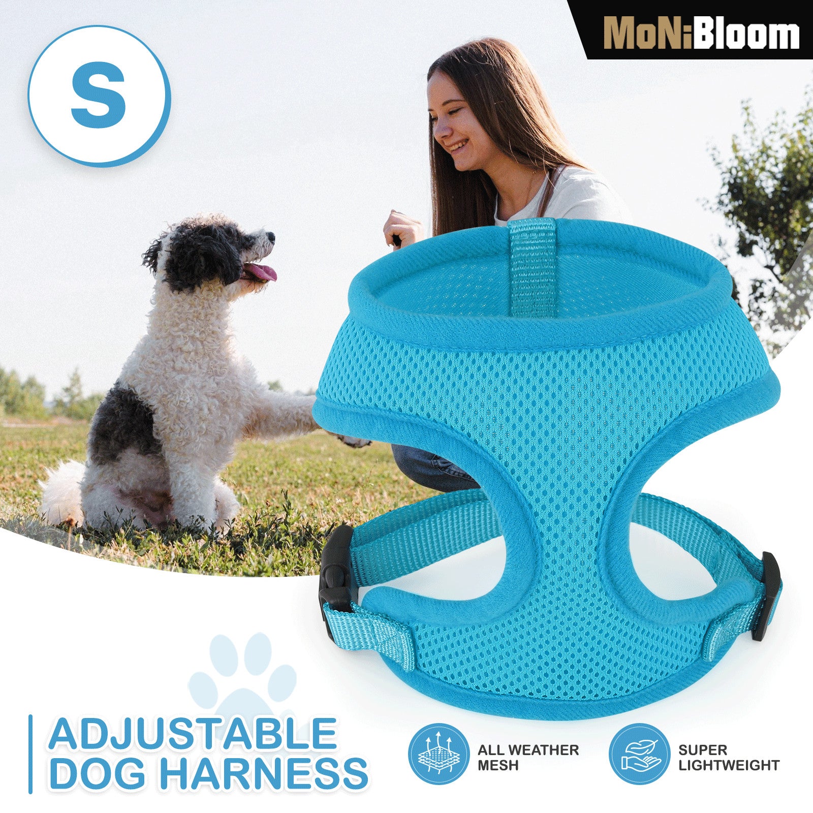 Adjustable Blue Dog Puppy Harness Vest