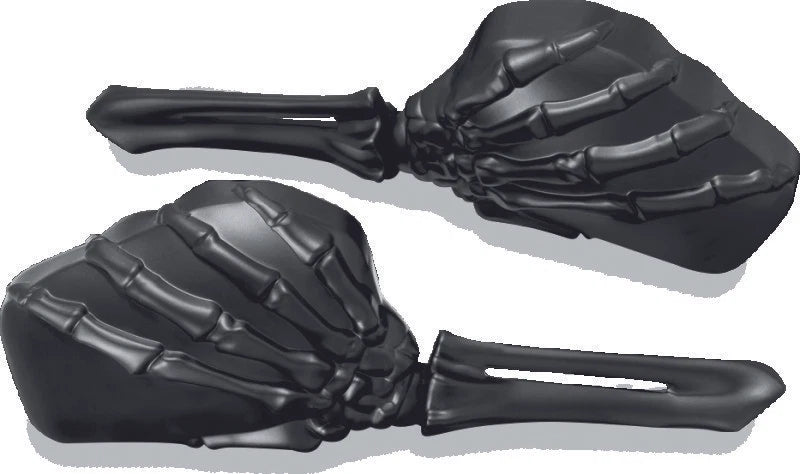 Kuryakyn Skeleton Hand Mirrors Black/black For Harley Davidson