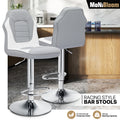 Set of 2 Grey Swivel Bar Stools
