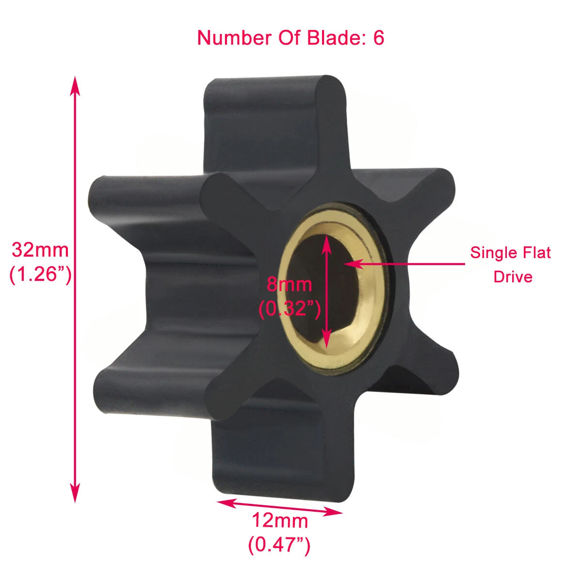 21414-0001 Jabsco Water Pump Impeller 500113 128170-42070 128176-42071