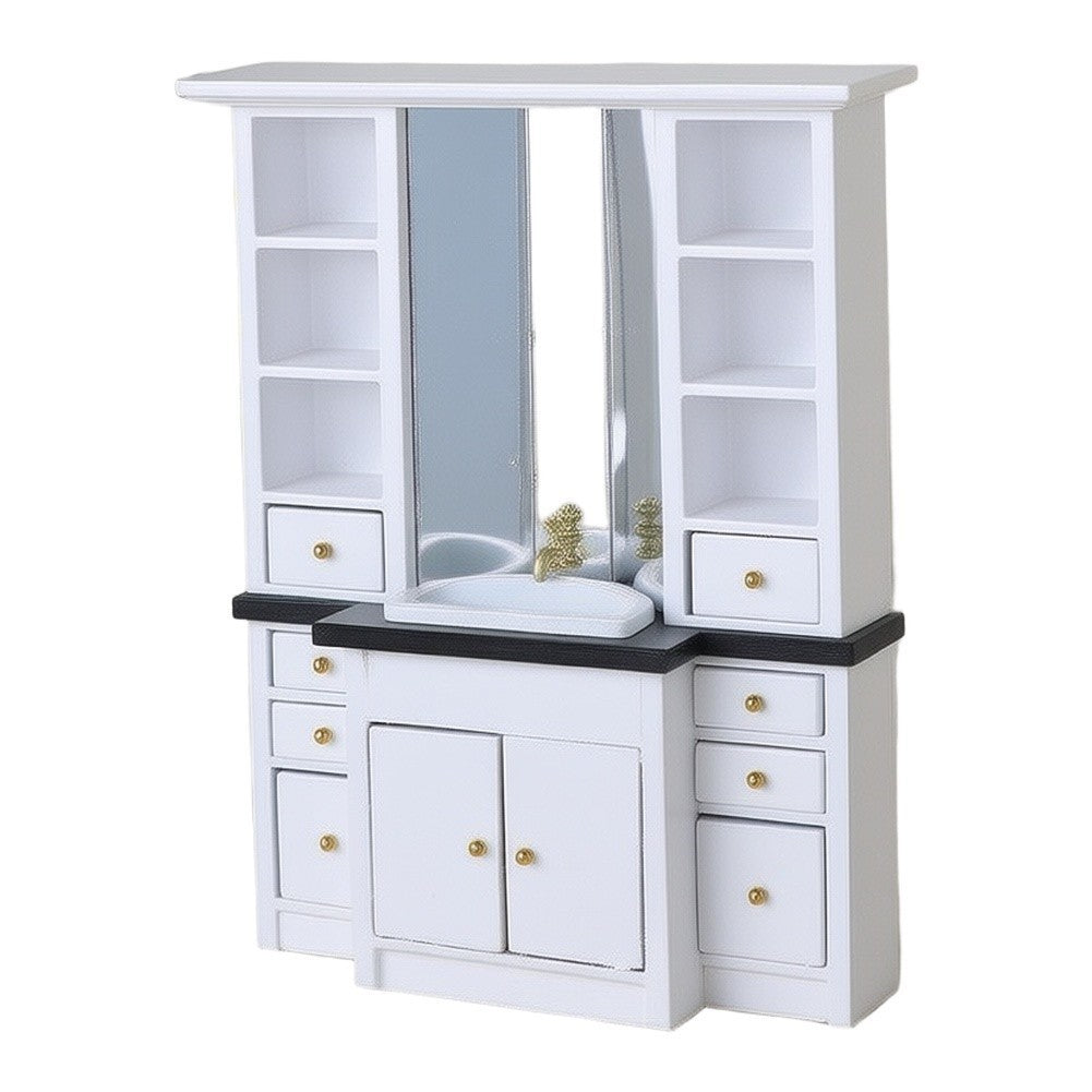 Dollhouse Miniature Vanity with White Finish
