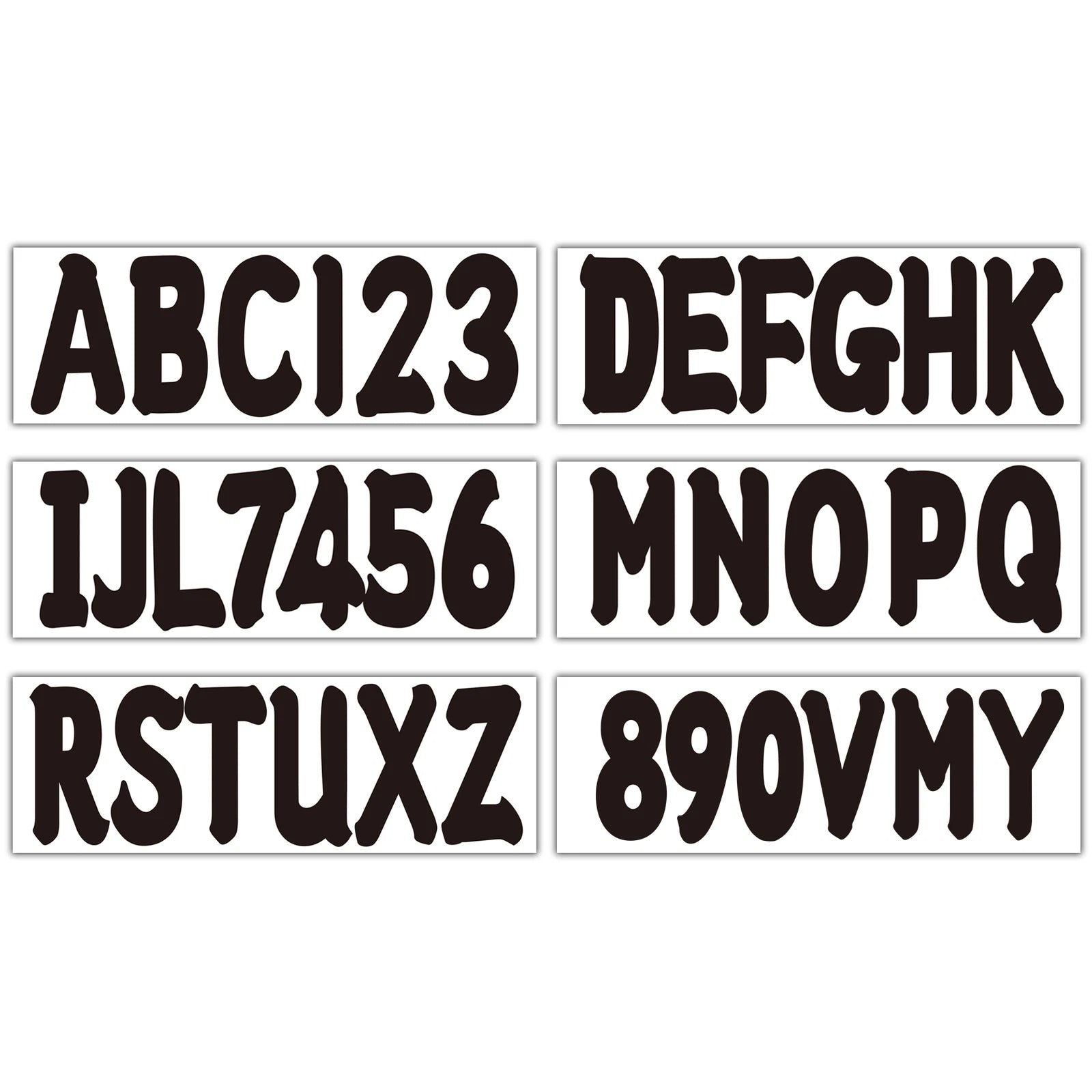 Custom Boat Registration Numbers Decals 4 Sets A-Z & 0-9 - Black