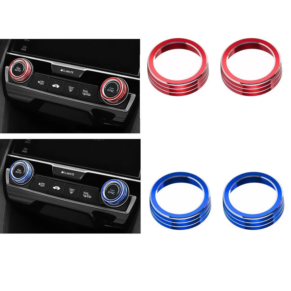 Colorful Aluminum Ac Knob Control Knob Ring Cover For Honda Civic
