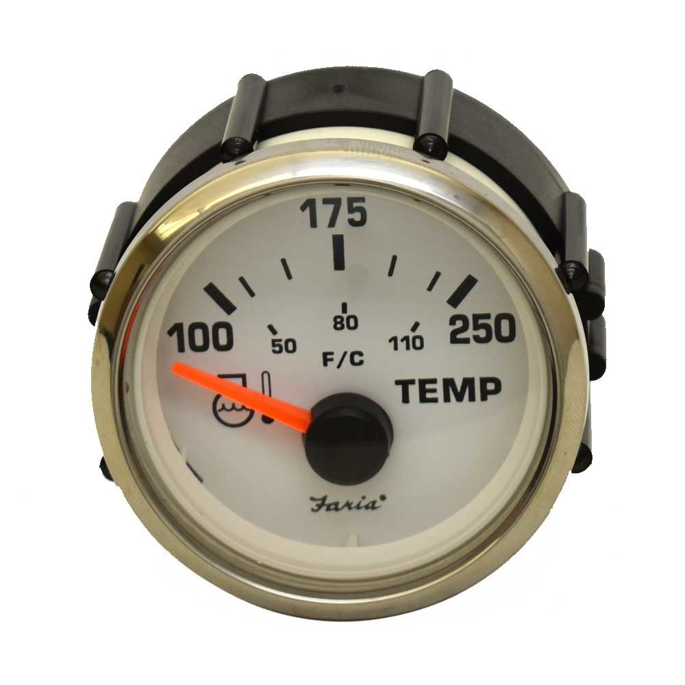Water Temperature Gauge Faria 2 Inch Silver White by Faria
