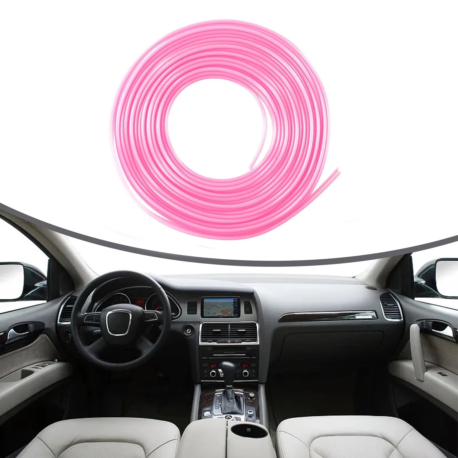Flexible 5m Pink Car Interior Silicone Gap Door Panel Molding Line