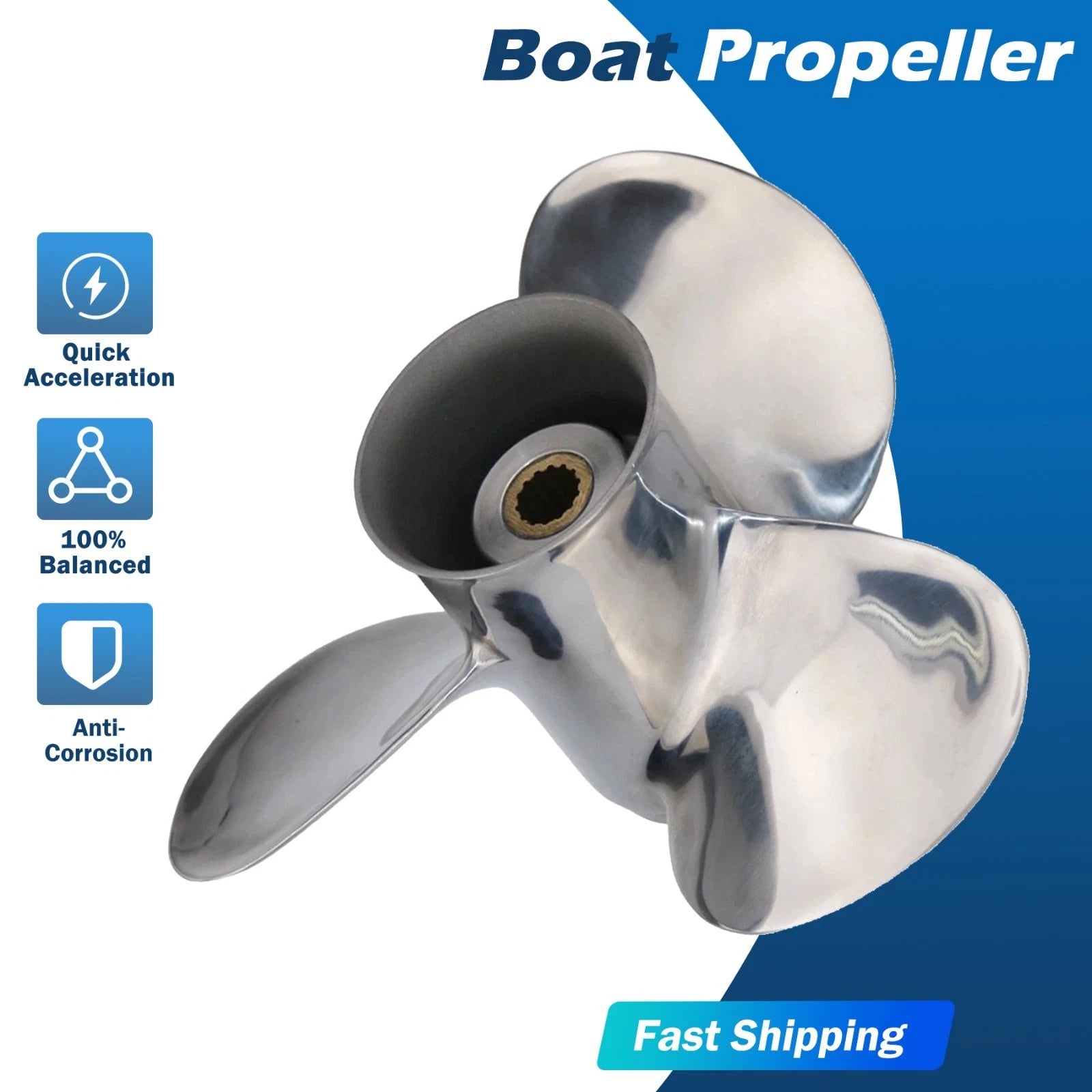 9 1/4x9 Stainless Steel Boat Propeller For Evinrude 8-15hp 13