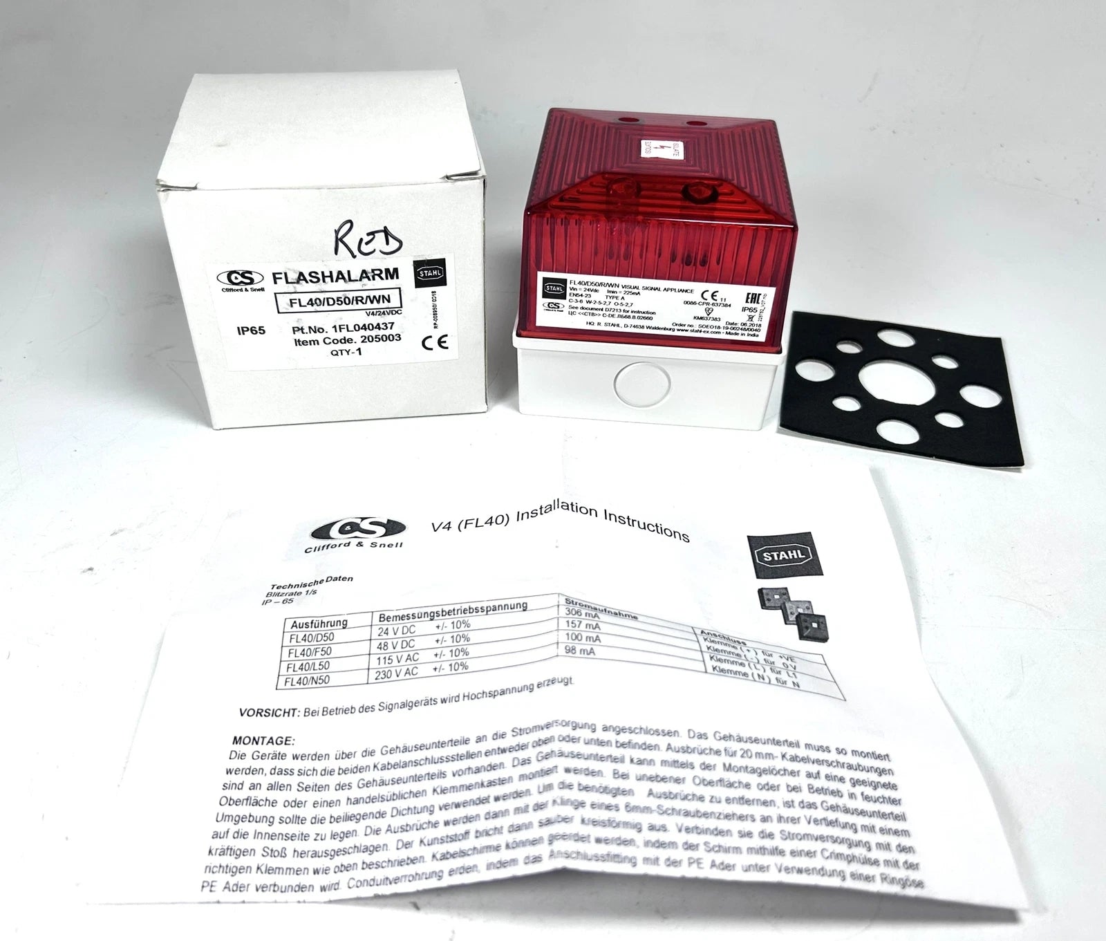 '-New- Clifford & Snell 1fl040437, Fl40/d50 Red | Hook & Hull Co