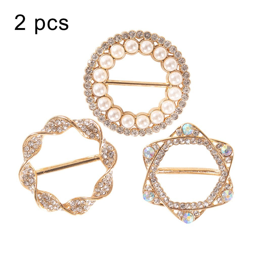 Pearl and Rhinestone Scarf Buckle Brooch Clip