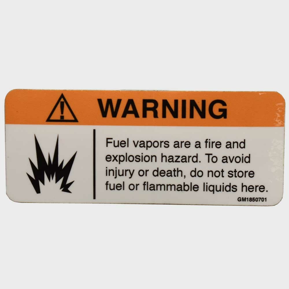 Warning Decal Sticker Fuel Vapor Hazard by Tracker