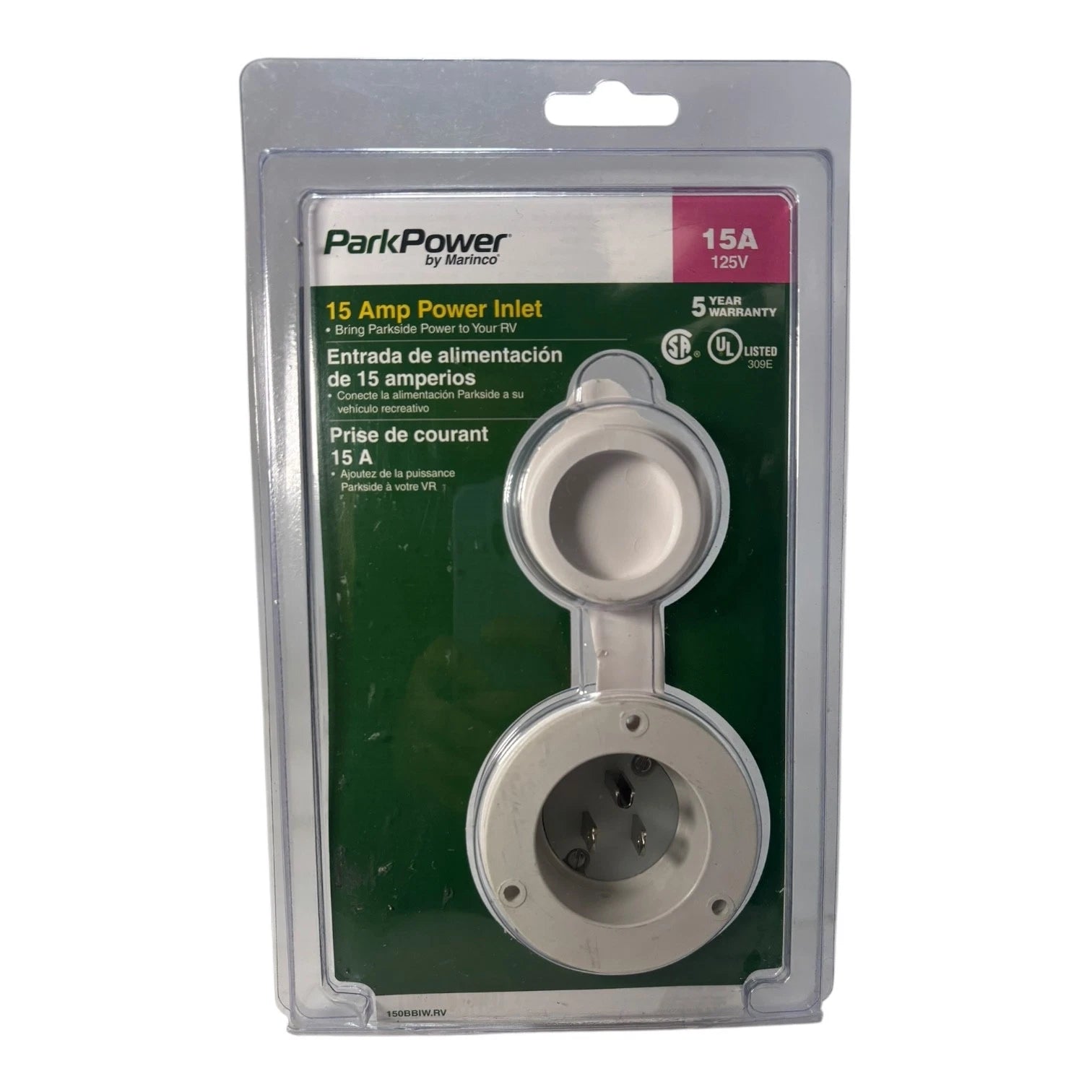 Park Power Marinco 150bbiw.rv 15 Amp Power Inlet New