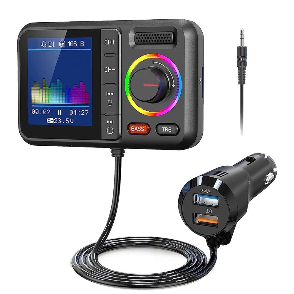 Handsfree Car Music Player Fm Transmitter With Large Color Display
