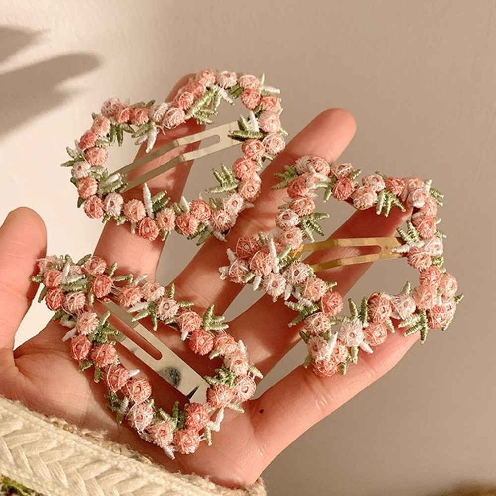 Pink Heart Flower Hairpin Headband