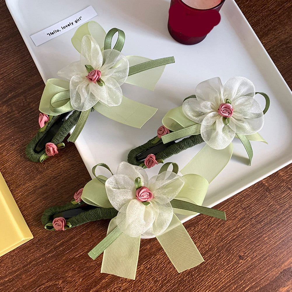 Green Flower Hair Clip for Decoration