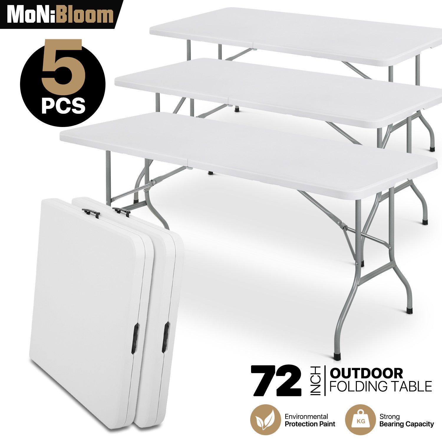 5 Pack Foldable Plastic Dining Tables