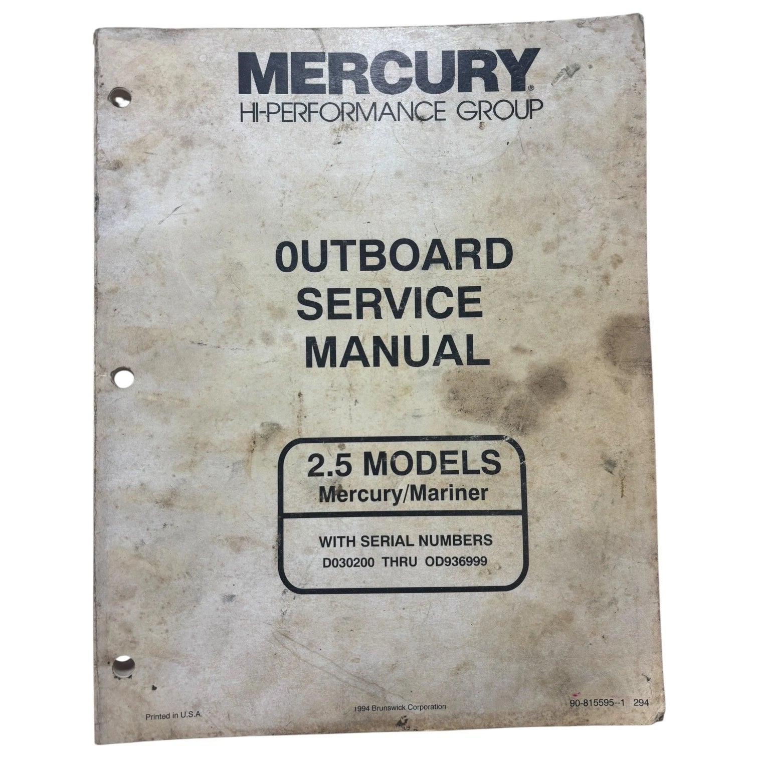 Mercury/marine<wbr/>r 90-815595--1, 2.5 Models Outboard Service