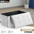 30" White Storage Ottoman Bench