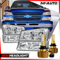 L+R Headlight & 6500K LED Bulbs for 01-06 GMC Yukon