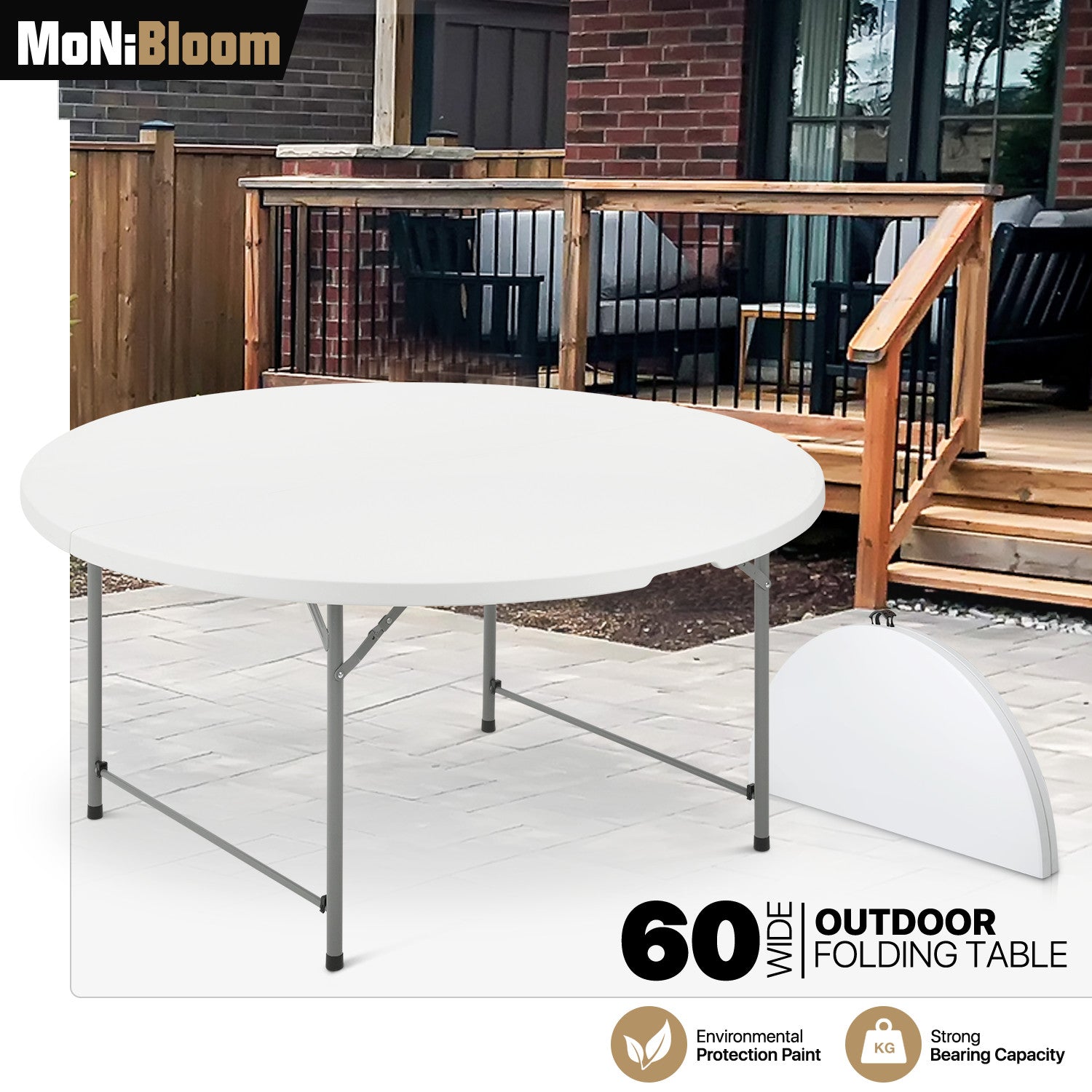 Foldable Indoor Plastic Round Dining Table Portable Out