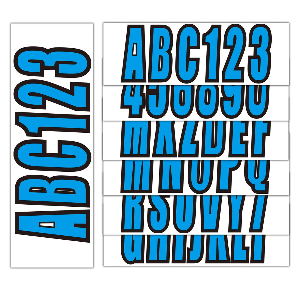 Custom Boat Registration Numbers Blue Decal Sticker Set A-Z & 0-9