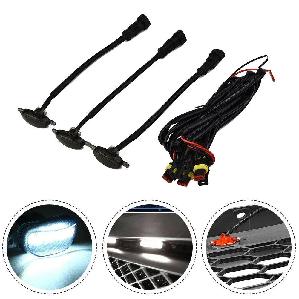 Lamp Grill Grille Lights Parts Replacement White 3x Abs Plastic