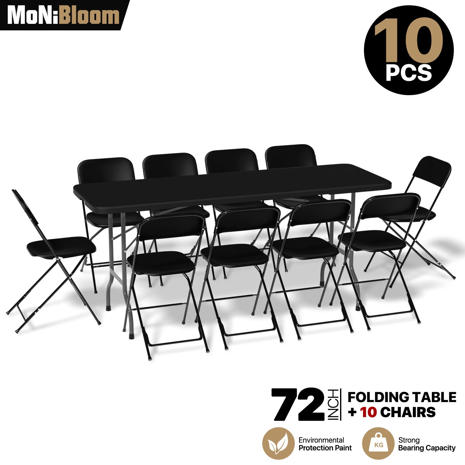 10 Pack Folding Chairs & Picnic Table Set