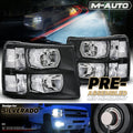 Pair Black Clear Headlights for Chevy Silverado