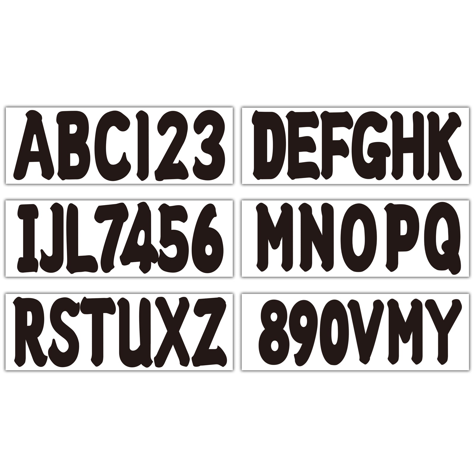 Boat registration decals Decal Sticker Four sets of A-Z Four sets of 0-9  BlackO
