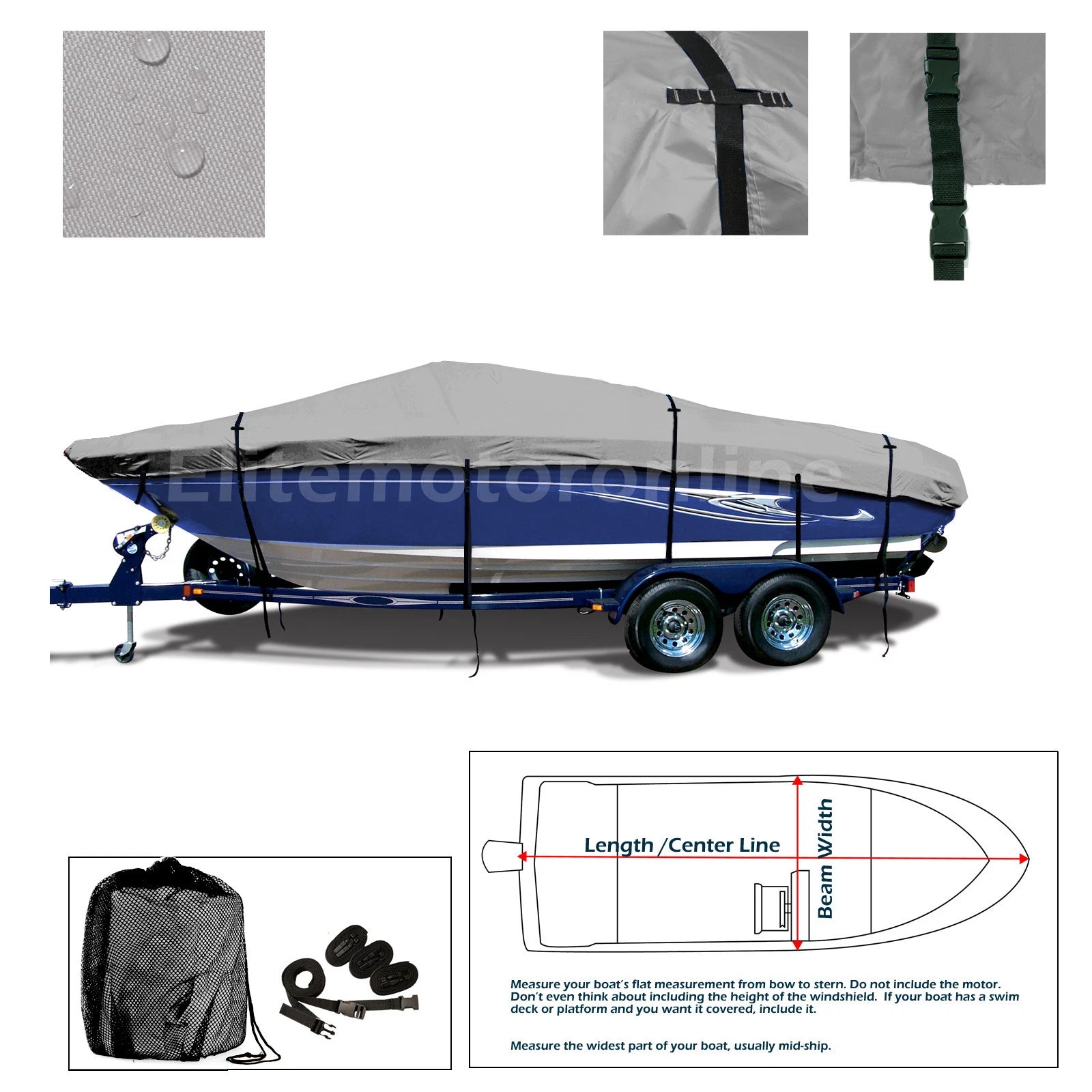 Excel Boats 1751 F4 All Weather Trailerable Fishing Boat Cover Heavy